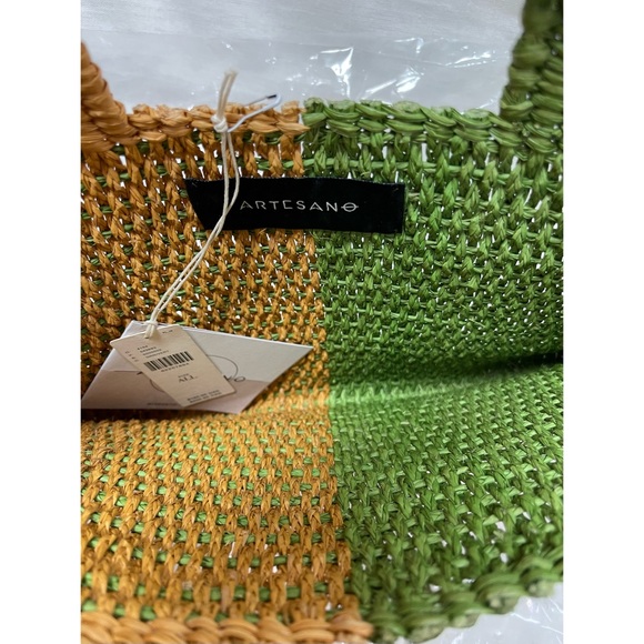 Anthropologie Colorblocked Straw Clutch - Green NWT - Picture 7 of 12